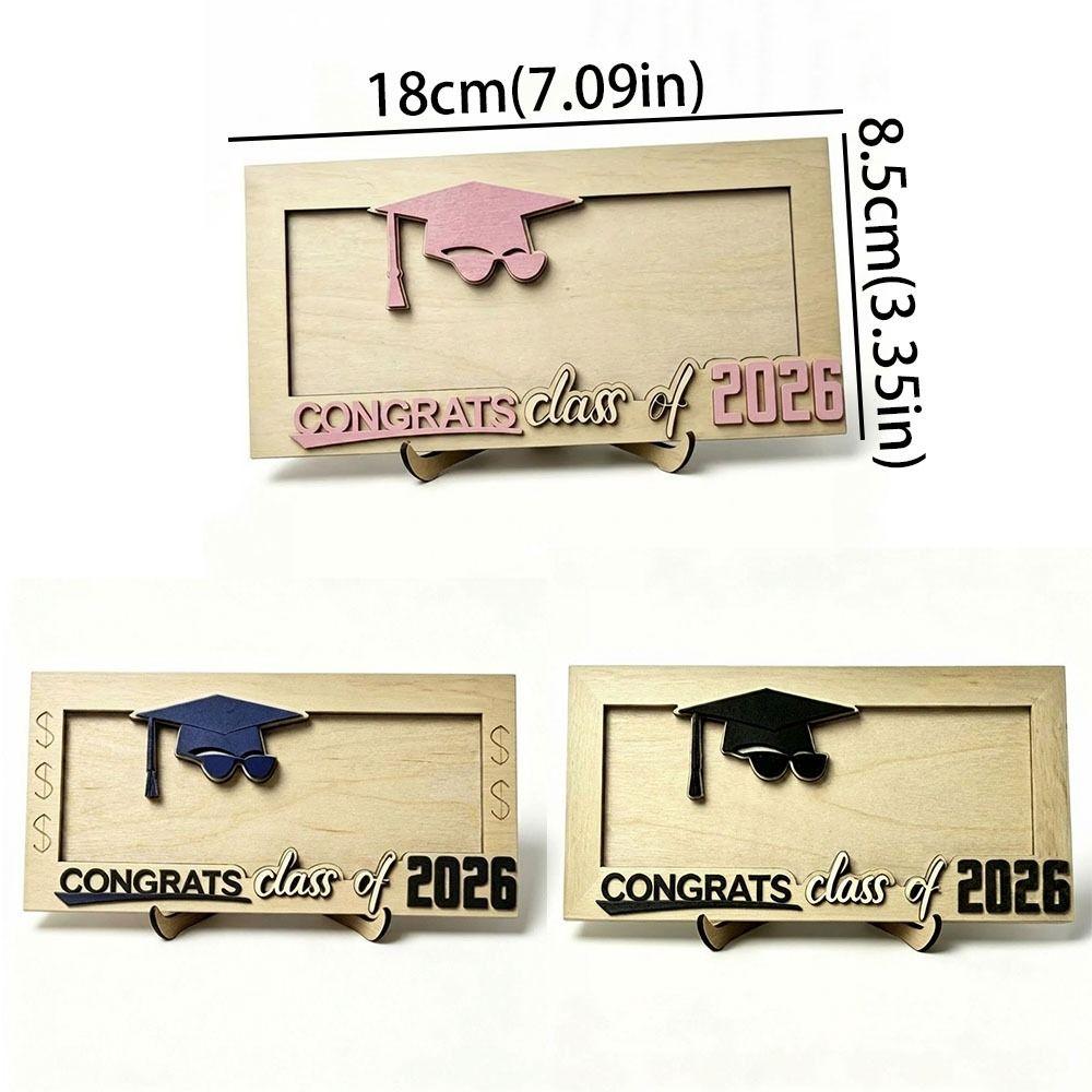 Double-Layer Graduation Money Holder Pull-Out Card Unique Keepsake Wooden Money Holder Graduate Cap Shaped Gift Card Holder