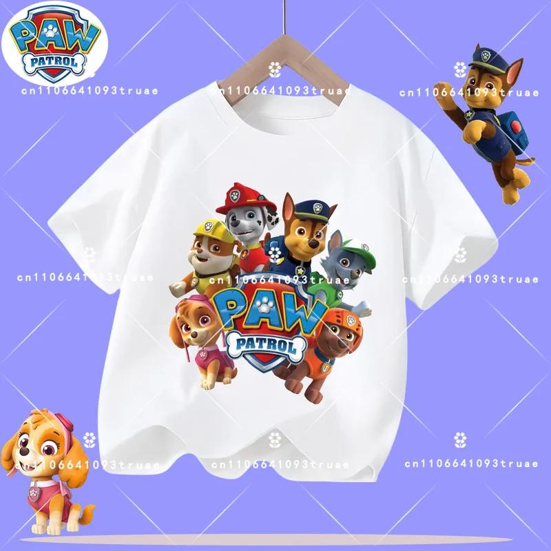 2026 Summer T-Shirt Cartoon Print Paw Patrol Children s Short Sleeve Boys Sports Shirt Girls Casual Top Cartoon Print 100