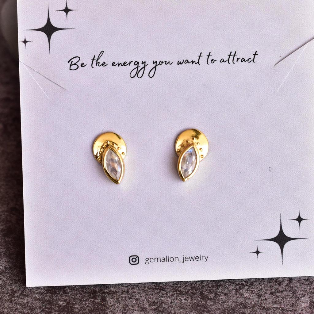 Genuine Moonstone Studs Earrings Rainbow Moonstone Marquise Studs for Her Healing Crystal 14K Gold Vermeil Studs Earring Bridesmaid Gift