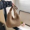 Solid Color Woven Tote Bag Hollow Out Breathable Shopping Straw Bag Lightweight Summer Beach Handbag For Women AVE