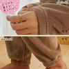 AICA Pajama Warm and Comfortable Fluffy Micro Long Solid One Size Dark Gray Women's 2-Piece Set, Loungewear, Nightwear, Sleepwear, Fleece, Sleeves,