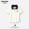 TonLion Women's Slim Fit Polo Neck Short Sleeve T-Shirt