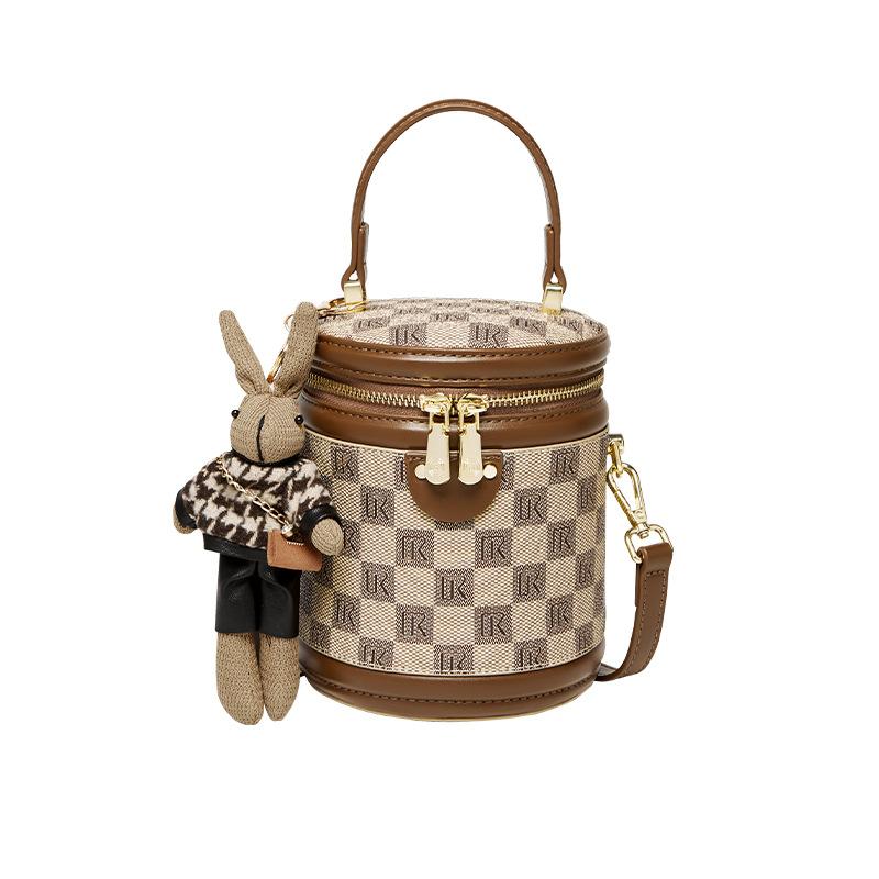 Mrs. Qiao Handbag Women's 2025 New Fashion Bucket Bag Small Crossbody Handbag Cylinder Bag Vintage Women's Bag