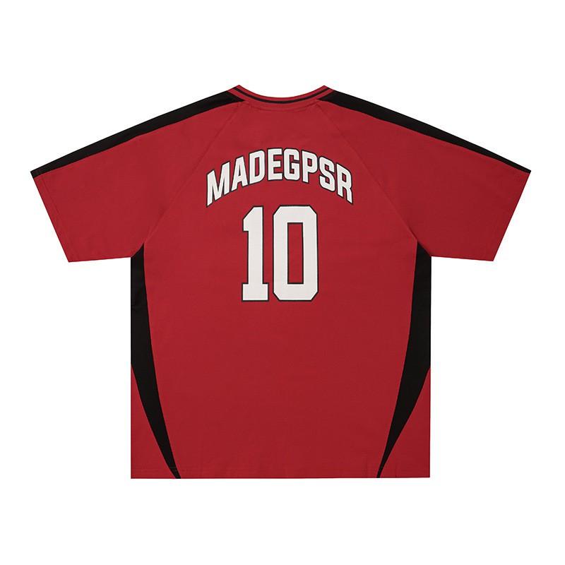 Mens Vintage American Style Soccer T-Shirt Loose Fit Short Sleeve Tee Teen Youth