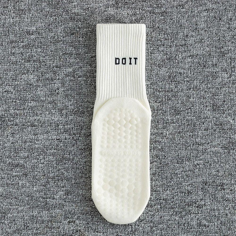 2pcs Cotton Sports Socks Solid Color Striped Pilates Socks New Mid-calf Yoga Socks