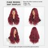 26 Inch Bright Red Long Wavy Headband Synthetic Hair Wigs Heat Resistant Fiber Natural Matt Wigs Peluca