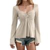 Maglietta Casual Elegante da Donna con Scollo a V e Maniche Lunghe - Top Colorato