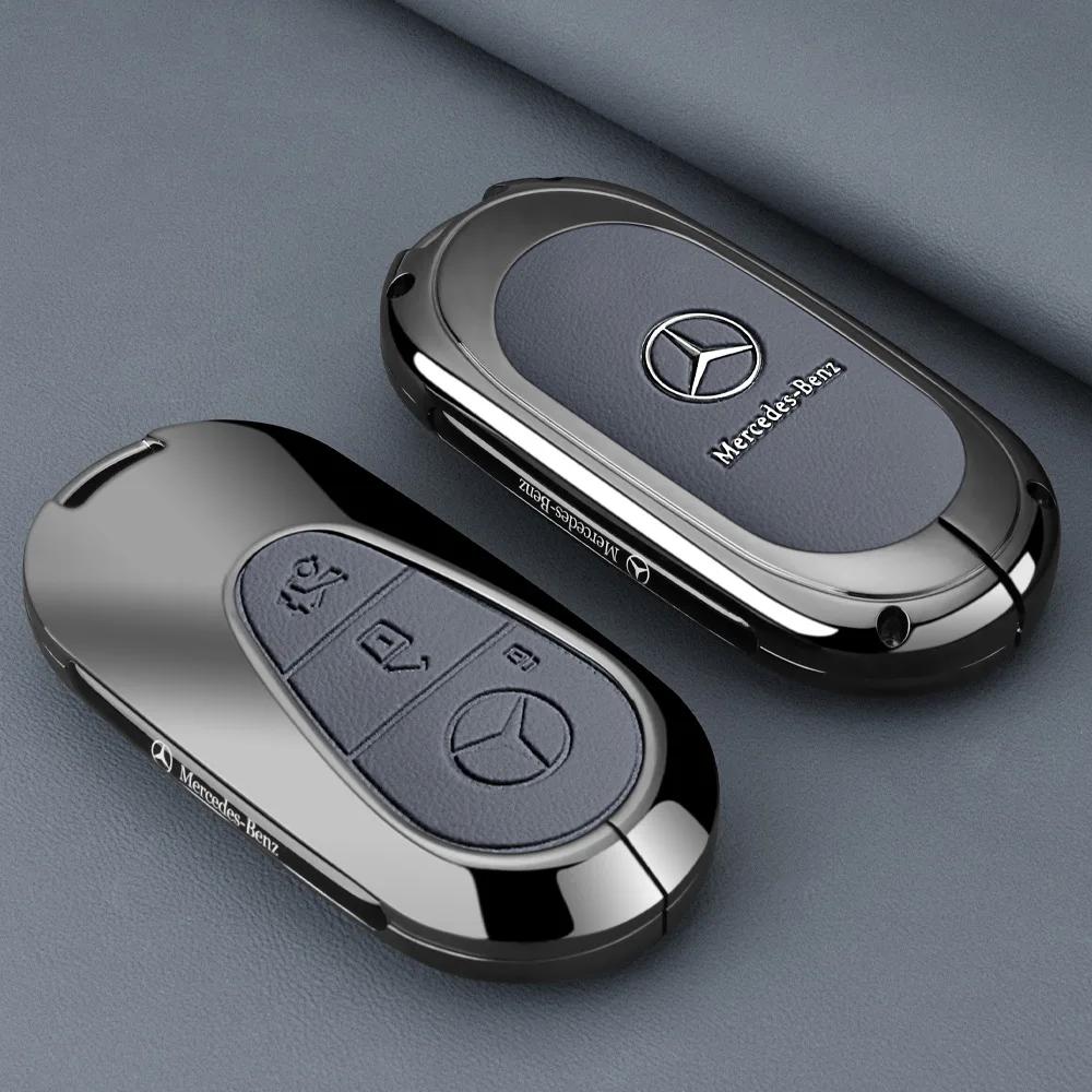 Zinc Alloy Leather Car Remote Key Case Cover Protector For Mercedes Benz 2022 C S Class W206 W223 S350 C260 C300 S400 S450 S500