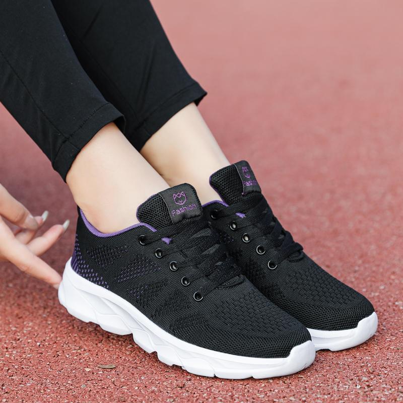 35-42 Spring/autumn Women's Flying Woven Breathable Super Light Stuffed Sports Shoes Large Size Ultra -light Stool Women's Sports Shoes