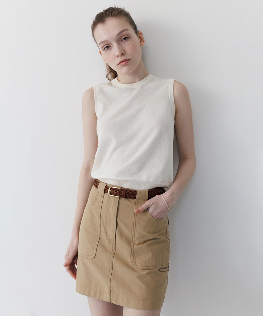 Tudument Cotton Mini Skirt Beige