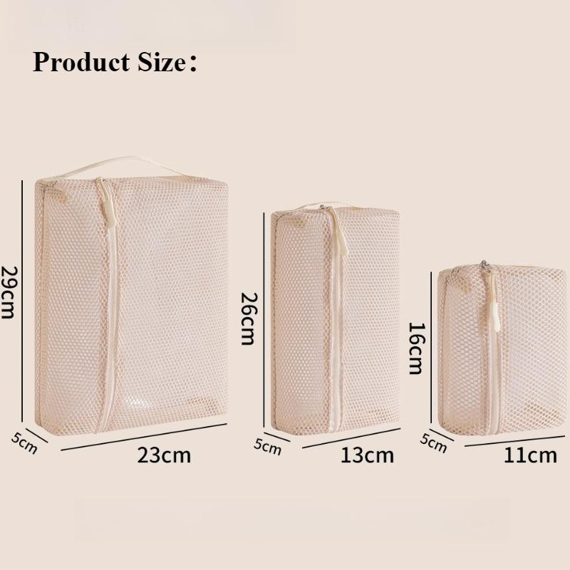 1-3pcs Casual Nylon Storage Pouch Transparent Mesh Mesh Pocket Cosmetic Bag with Zipper Swimming Mesh Packing Travel Storage Bag