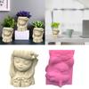 Geometric Little Girl Gypsum Silicone Molds Storage Box Mold for Making Succulent Plant Pot Flower Pot Pen Holder