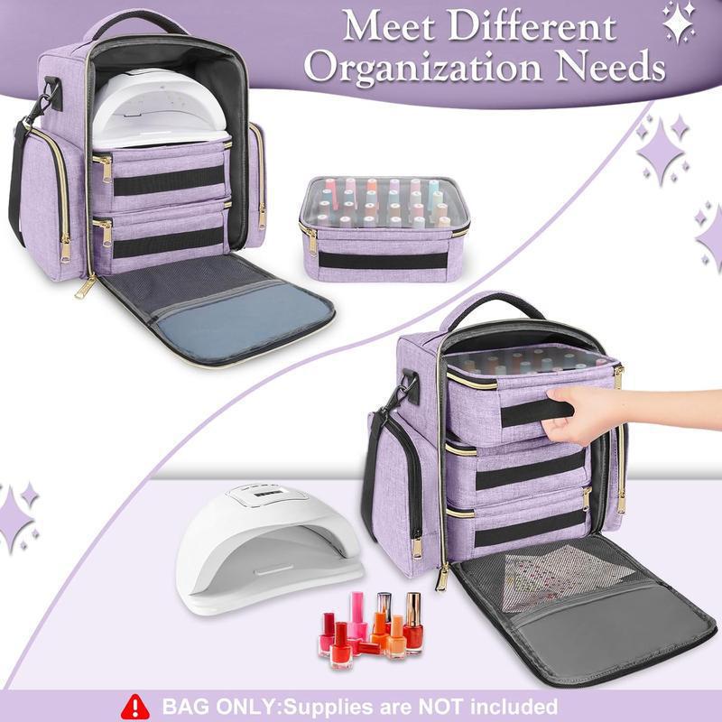 Large Nail Polish Organizer Bag – Holds 72 Bottles, Portable Travel Storage Case for Gel Polish & Manicure Tools with Removable Pouches Less