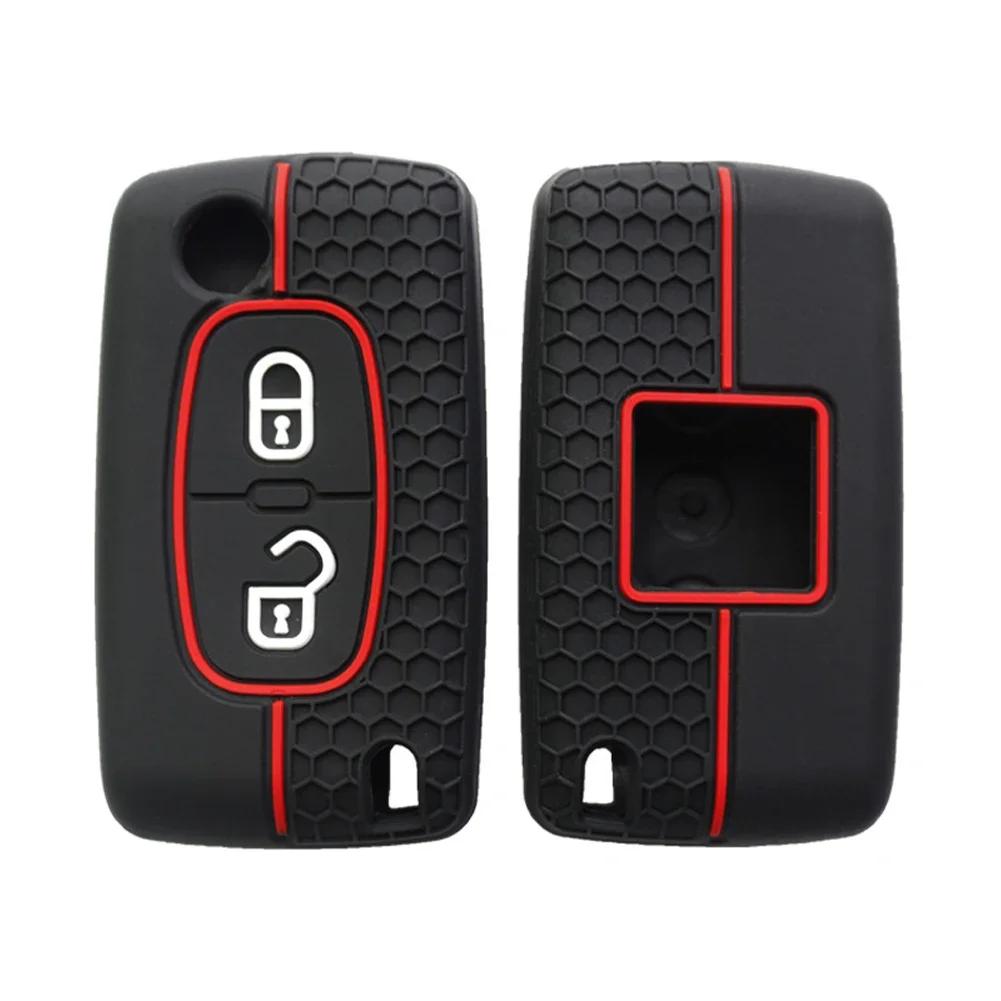 2 Button Silicone Car Key Ring Cover Case Holder For Peugeot 206 308 3008 Expert Partner Citroen C3 Pluriel Picasso Berlingo