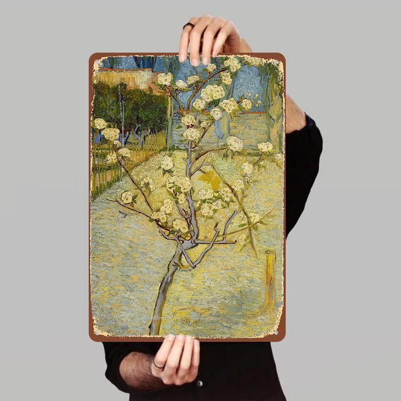 

Van GoghVan Gogh Blossoming Pear Tree Oil Painting Custom Metal Tin Sign Vintage Wall Art Decor for Living Room 7.9x11.8In(20x30cm)