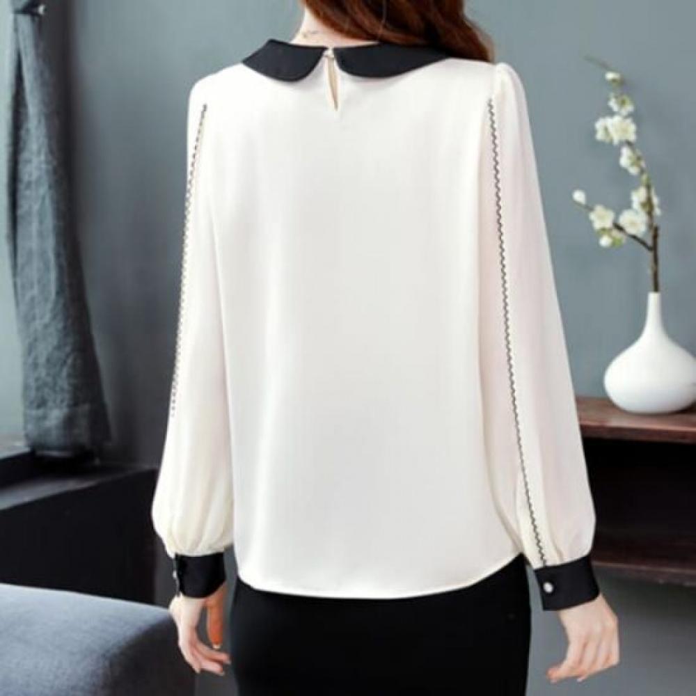 Navava Romantic Color Collar Long Sleeve Blouse Nb1981