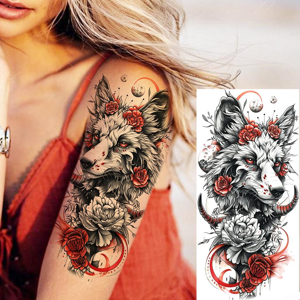 1 Sheet Butterfly Watercolor Flower Tiger Temporary Tattoos For Women Men Adults Fake Phoenix Parrot Lotus Tattoo Sticker Sleeve