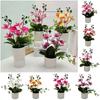 Multicolor Butterfly Orchid Artificial Flower 6 Blooms Faux Moth Orchid Potted  Desktop Oranemnt