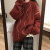 Christmas Red Sweater for Women Autumn Winter Design Sense Niche Retro Japanese Lazy Style