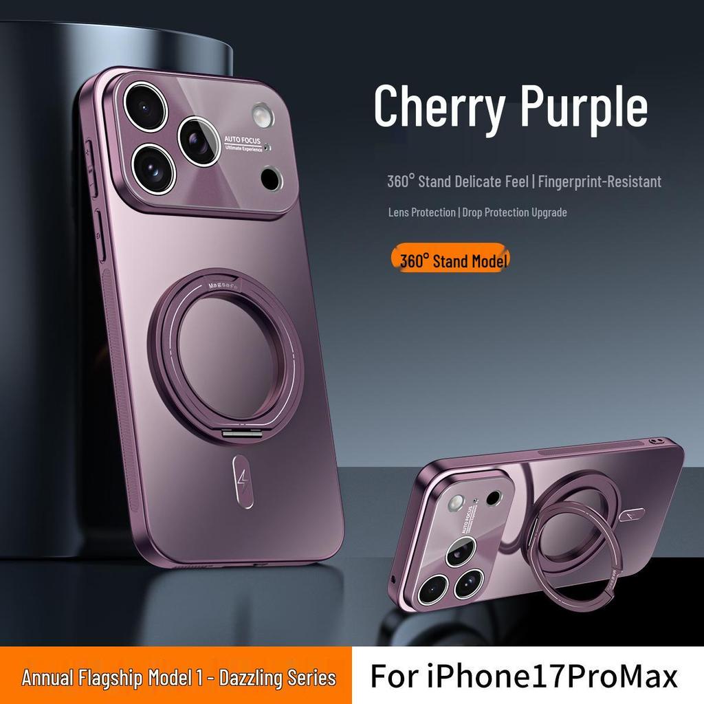 iPhone 17 Pro Max Case with Rotating Magnetic Stand and Apple 16 Lens Full Coverage Protection