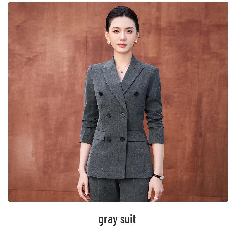 Women's High-End Double-Breasted Suit Set: New Spring/Autumn Style, Perfect for Professional and Formal Look