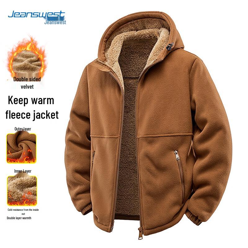 

JEANSWEST Men s Hooded Fleece-Lined Winter Jacket L