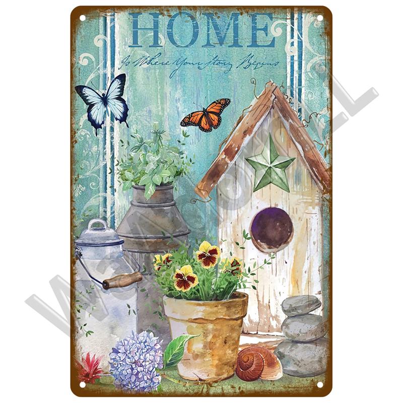 Retro Tin Sign For Cafe Garden Decorations Vintage Metal Sign Home Wall Art Mural Plaque Plate Room Decor Farm Painting Gift