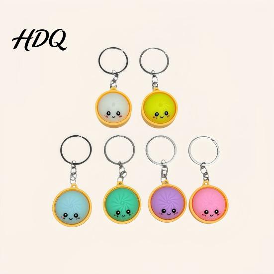 Calming Tactile Keychain Stress Relief Keychain with Steamed Bun Pendant Fidget Clicker Commute Feedback