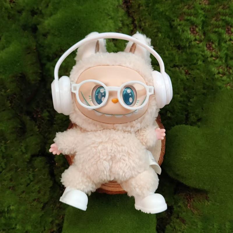 For Labubu Headphones, Shoes and Glasses Set 17cm V2 V3 Plush Doll DIY Decoration Accessories Cute Children's Birthday Gift Toys