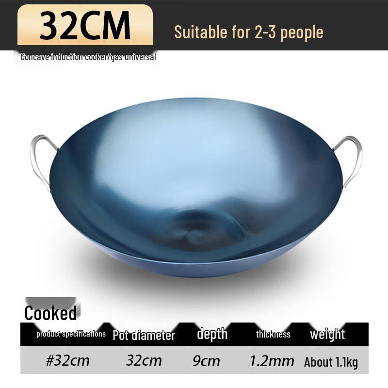 

Traditional Double-Handle Cast Iron Wok