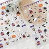5D Embossed Halloween Nail Art Stickers: Ghost & Pumpkin Designs for Kids' DIY Manicures.