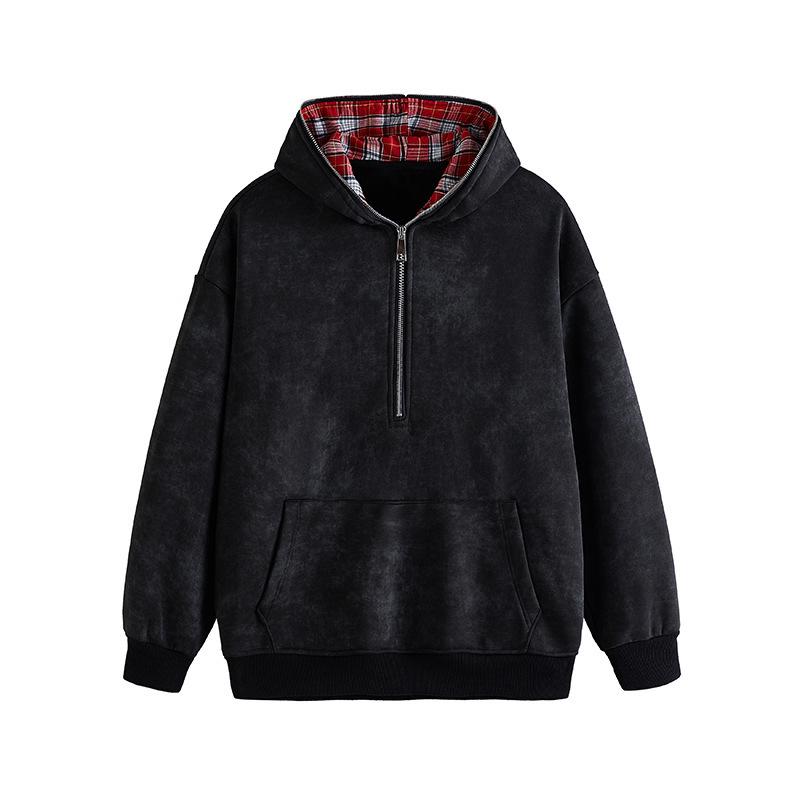 New Autumn and Winter Men's Washing Dirty Cloth Fleece Large Size Fake Two-piece Sweatshirt Coat Men's Top