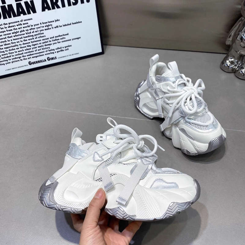 European station purple thick-soled inner height increase dad shoes women's shoes autumn new mesh breathable versatile sports shoes women