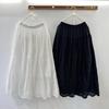 Japanese Inspired Cotton Embroidered A-line Midi Skirt for Spring and Summer