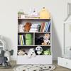 Kids Bookshelf 4-Tier Storage Bookcase Wooden Open Book Shelf Floor Standing Toy Organizer and Storage Cabinet for Playing Room