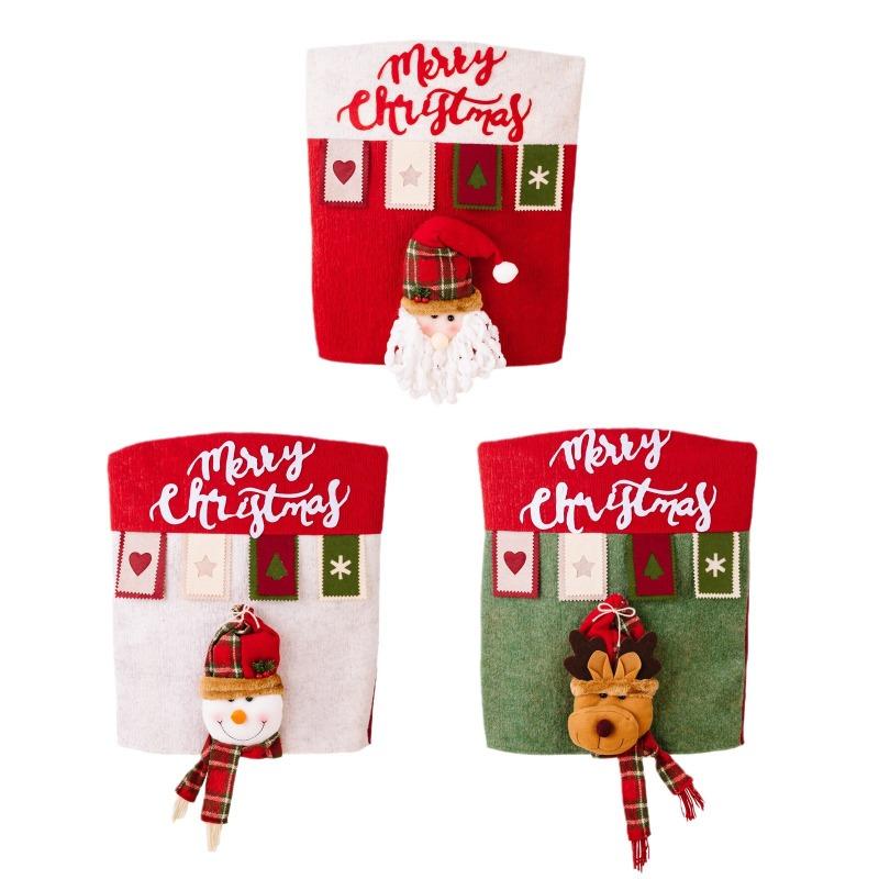 New Christmas decorations cartoon chair cover three-dimensional elderly dining chair cover snowman elk restaurant decoration