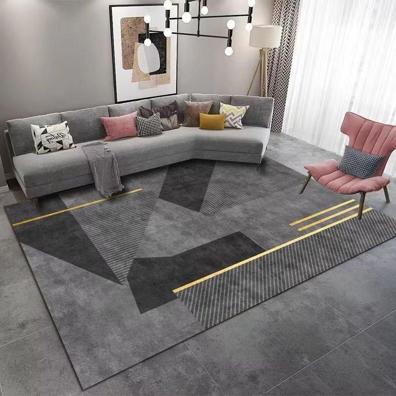 Modern Non-slip Machine Washable Large Living Room Carpet Flannel Grey Colour Home Rugs for Bedroom Luxury Entrance Door Mat