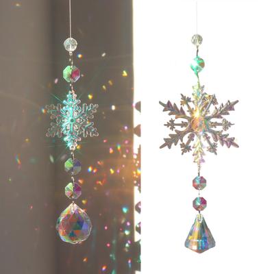 Kristall-Sonnenfänger mit glitzernden Diamanttropfen-Anhängern, Prismen, Schneeflocken-Kristall-Sonnenfänger-Dekor