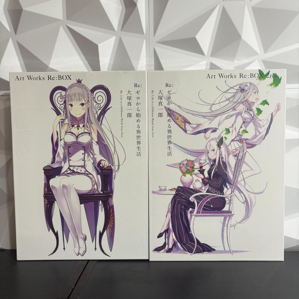 [USED] Re:Zero Shinichiro Otsuka Art Works Re:BOX 1 & 2 Set with Novel and Art Book