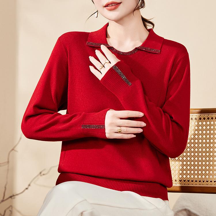 

Middle-aged Women s Noble and Fashionable Bottoming Shirts, Mother s Sweaters, Spring Clothes, Exotic Animal Year Tops, Age Reduction. 2XL