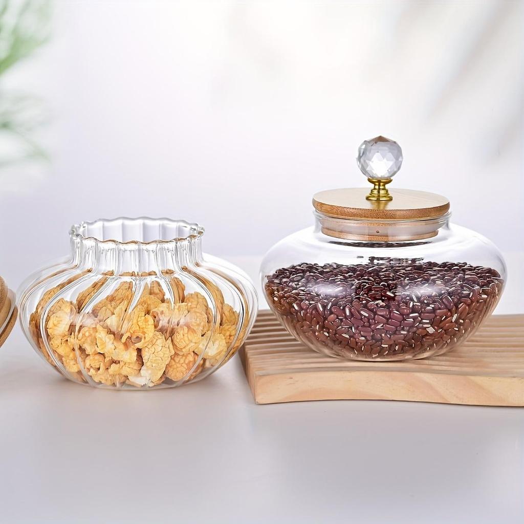 1 pieza Tarro de vidrio con sello, Contenedor de almacenamiento de cocina redondo multiusos, Conservador de alimentos reutilizable con tapa abatible para caramelos, cereales, snacks, pepinillos-Solo lavar a mano