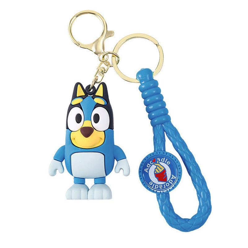 Bluey And Bingo Cute Cartoon PVC Model Dolls Keychain Car Keyring Decoration Backpack Pendant Children Birthay Gift