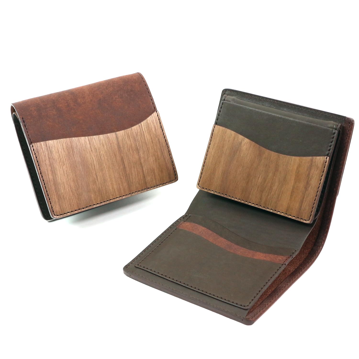 

Гаманець стандартний VARCO з натурального дерева, гаманець біфолд для чоловіків і жінок, натуральна шкіра, зроблено в Японії (Пуебло Шоколад)