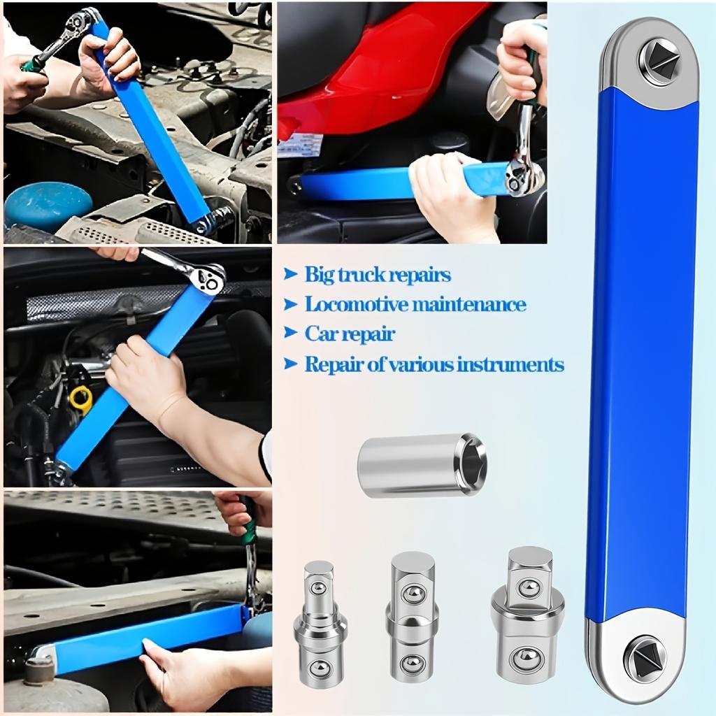 1Set Multi-Functional Extended Wrench,Extended Wrench Booster Lever Kit,Dual-purpose Ratchet and Quick Socket,Ratchet Conversion,Universal Tool