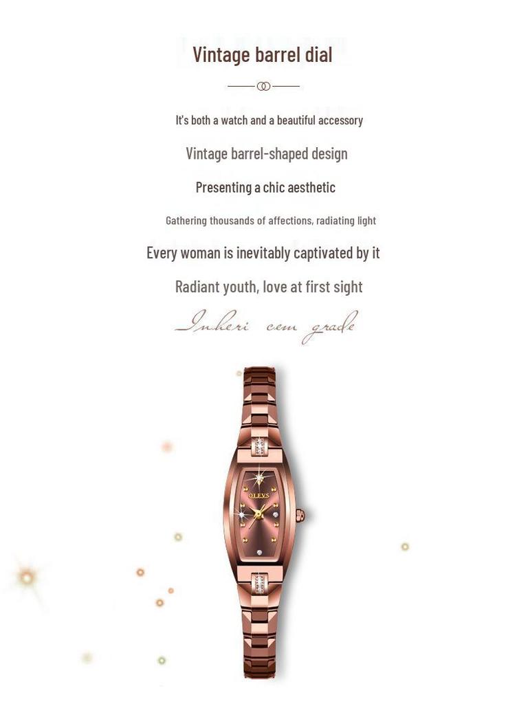 Tungsten Steel Waterproof Women's Watch with Imported Movement - Olis Cross-Border Style