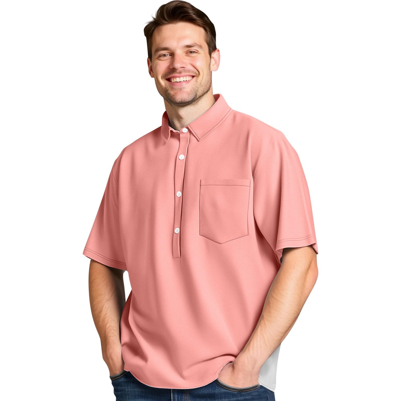 

Мужская летняя однотонная рубашка с четырехсторонними эластичными лацканами и карманами на пуговицах, повседневная спортивная рубашка с короткими рукавами XL
