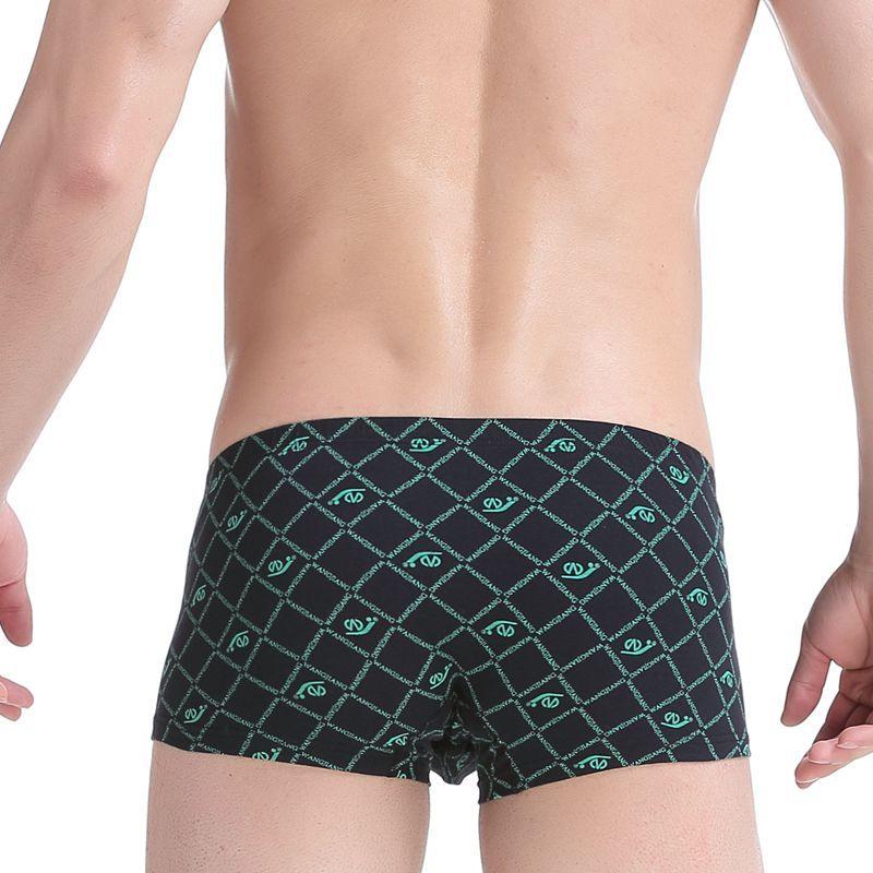 Men's Low Waisted Printed Underwear Men's Pure Cotton Breathable Youth Plus Size Four Corner Shorts