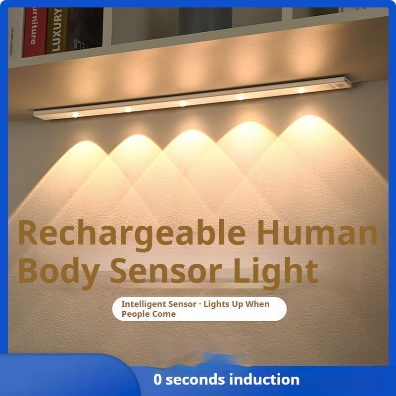 Ultra-thin Intelligent LED Human Body Sensor Light Household Remote Control Bathroom Desktop Cabinet Rechargeable Self-adhesive Night Light