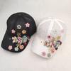Elegant Floral Embroidered Mesh Cap for Women - Lightweight Breathable Adjustable Baseball Hat with Faux Pearl