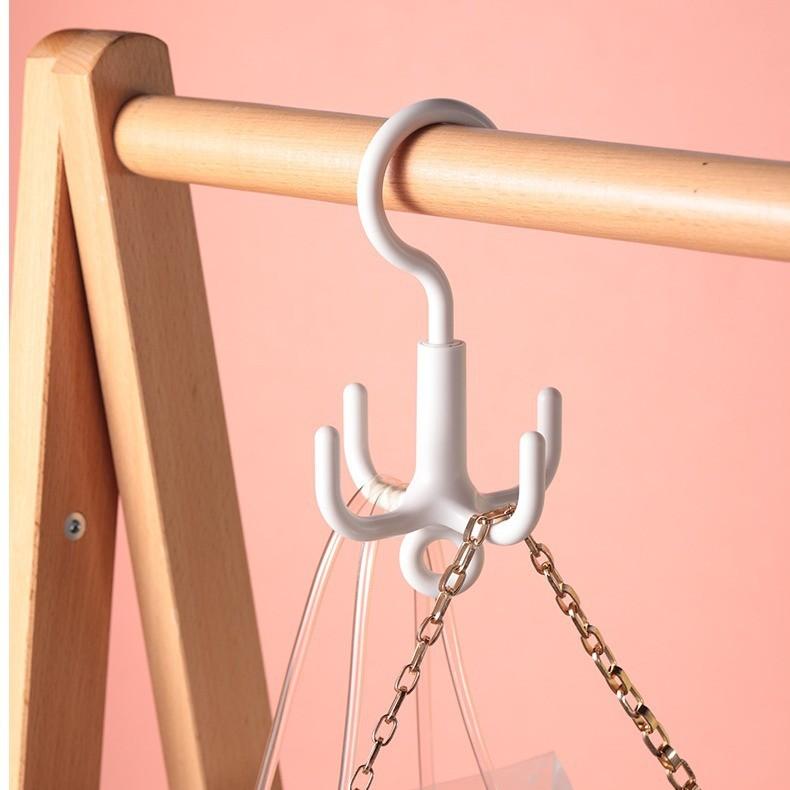 Prong Rotating Four Plastic Multi Functional Hanging Hook For Closet Storage And